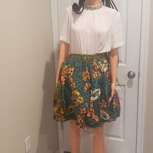 Colorful Patterned Women's Skirt. Elastic Waist